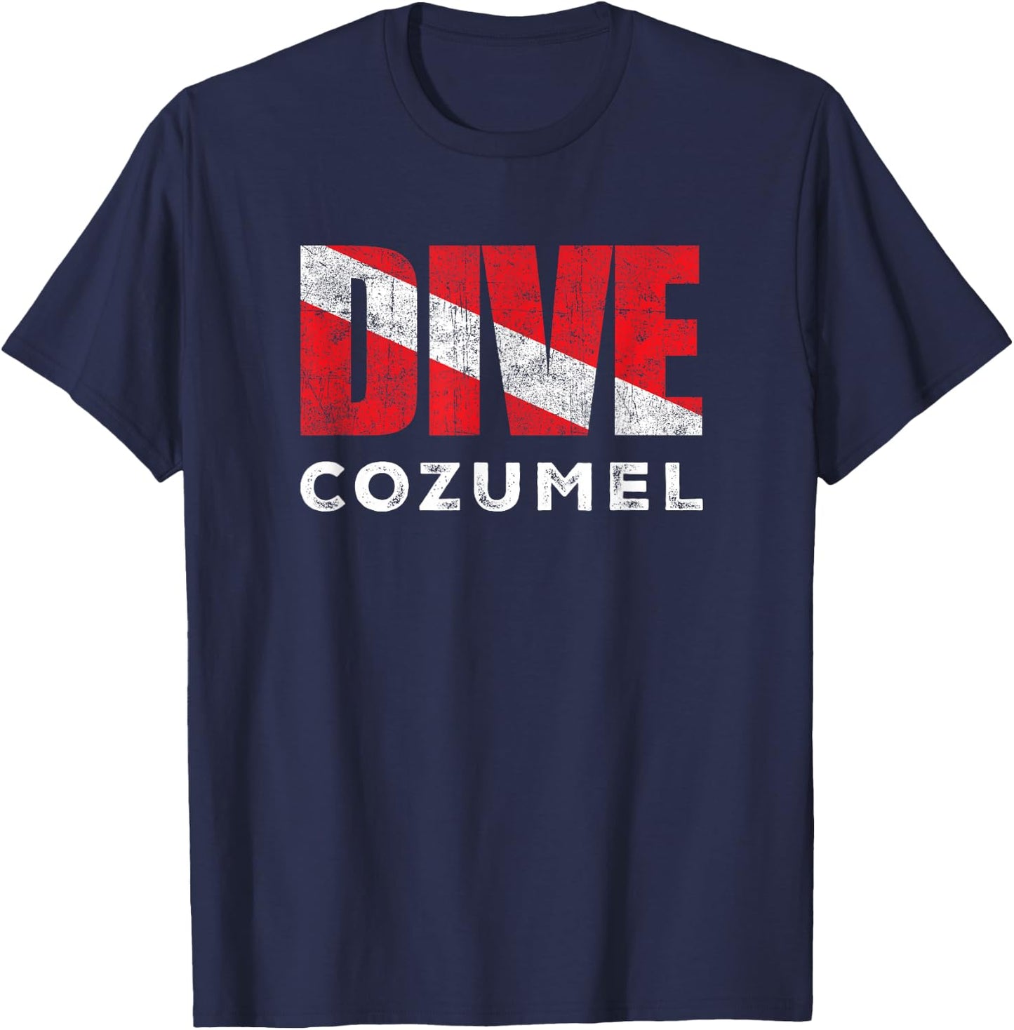 Retro Dive Cozumel Mexico Scuba Diver Vintage Dive Flag T-Shirt - T-Shirt | Navy