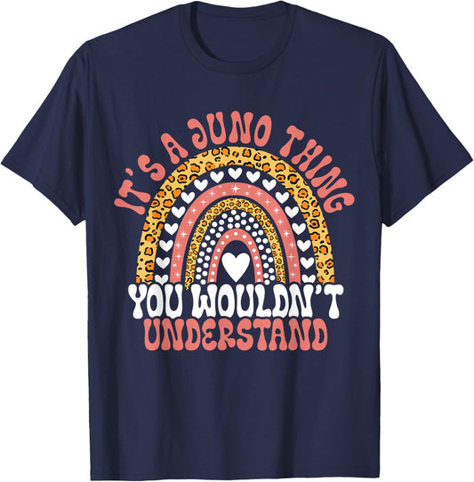 Funny Juno Name Leopard Funny Juno Birthday Quote Juno T-Shirt - T-Shirt | Navy