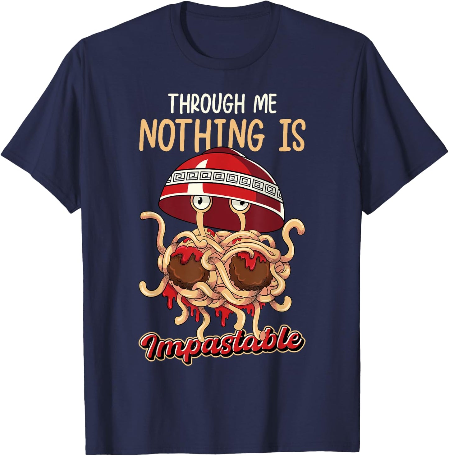 Flying Spaghetti Monster Pastafarian Pastafari FSM T-Shirt - T-Shirt | Navy