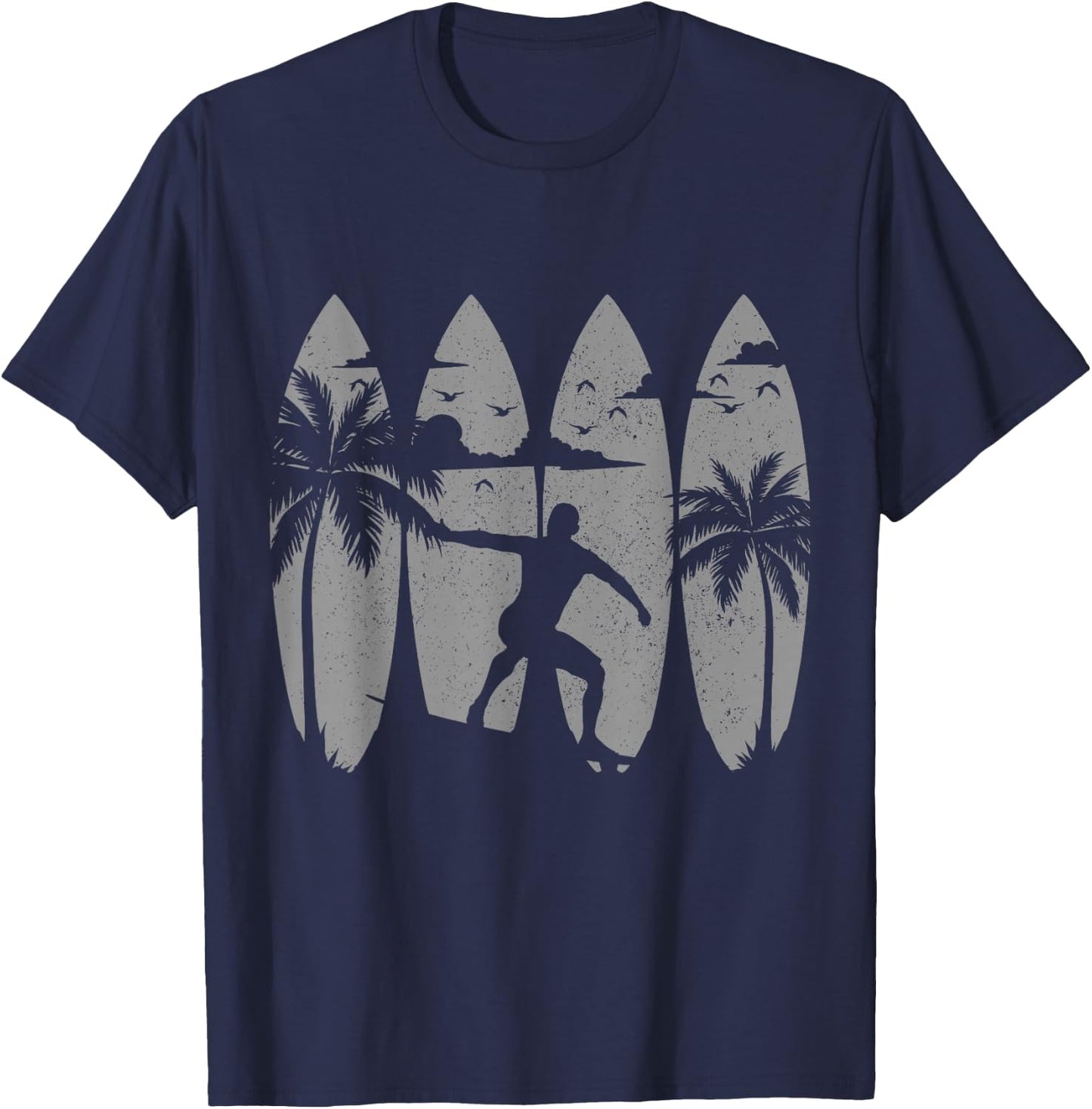 Surfer Surfboard Vintage Surfing Beach Summer Surf Men Women Girls Kids T-Shirt - T-Shirt | Navy