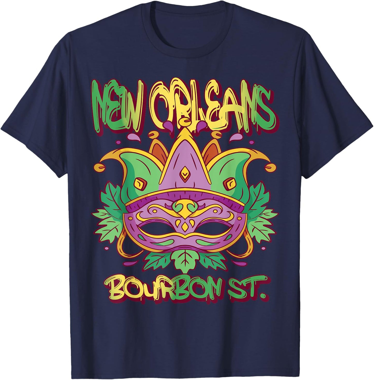French New Orleans Mardi Gras Bourbon Street Souvenir T-Shirt - T-Shirt | Navy
