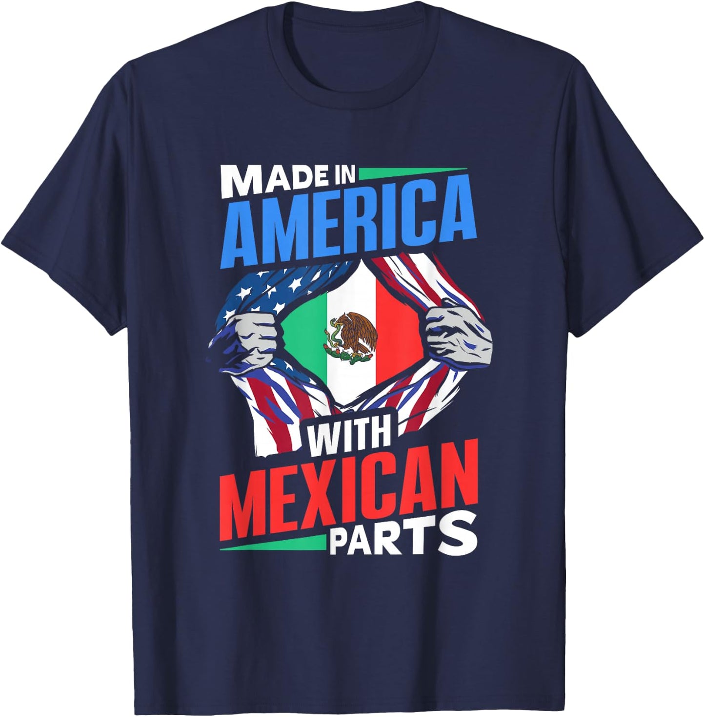 Made in America with Mexican Parts Country Mexico T-Shirt - T-Shirt | Navy