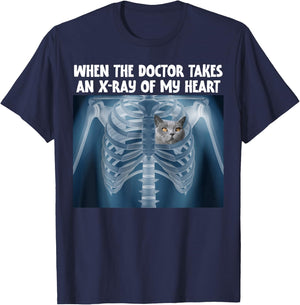 When Doctor Takes X-ray Of My Heart Funny Russian Blue Cat T-Shirt - T-Shirt | Navy