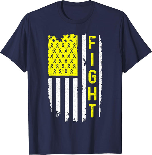 Sarcoma Cancer Awareness American Flag Bone Cancer T-Shirt - T-Shirt | Navy
