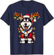 Funny Siberian Husky Christmas Tree Lights, Santa Dog T-Shirt - T-Shirt | Navy