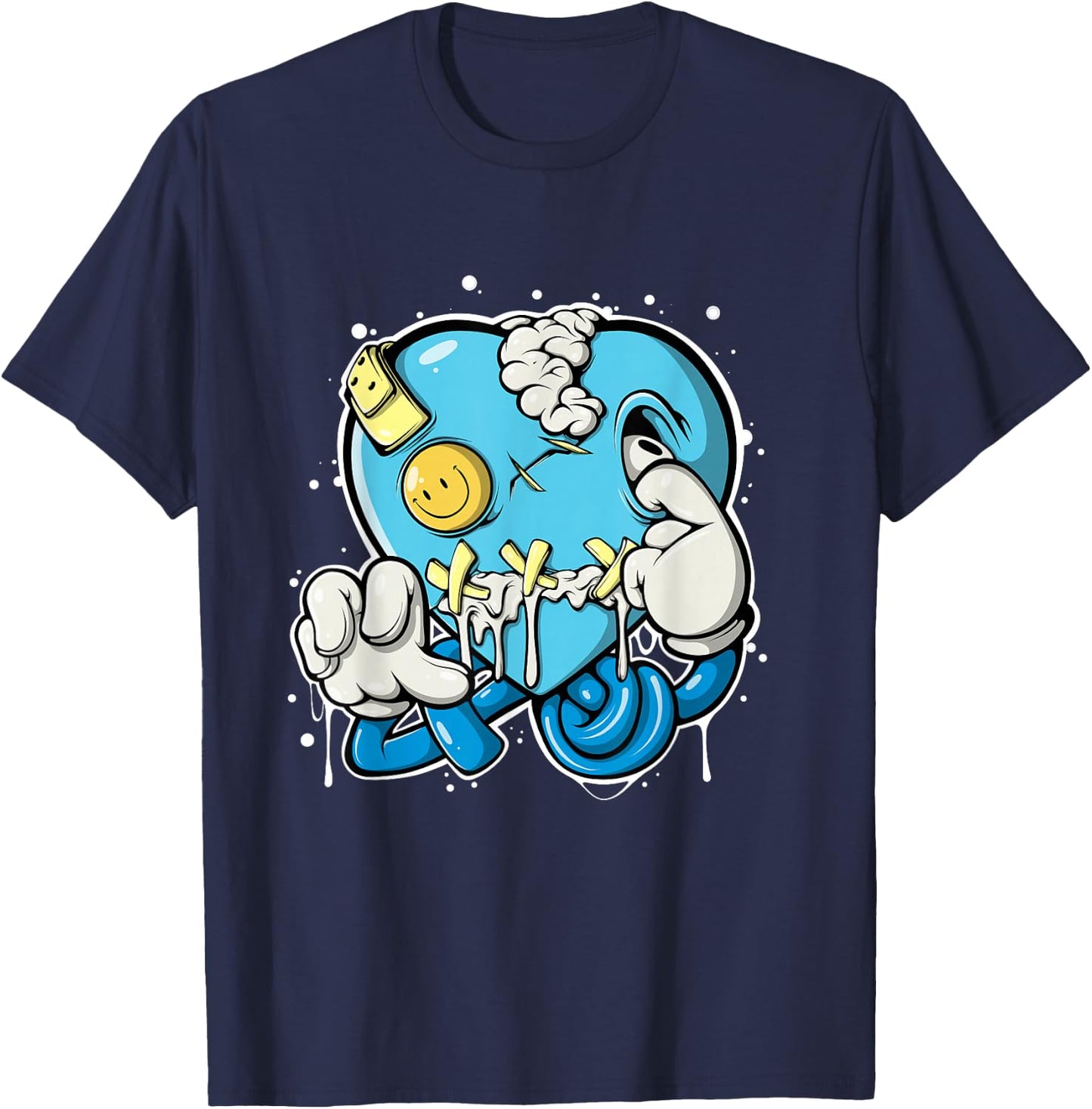Heart Drip Matching Shirt for Shoes University Blue T-Shirt - T-Shirt | Navy