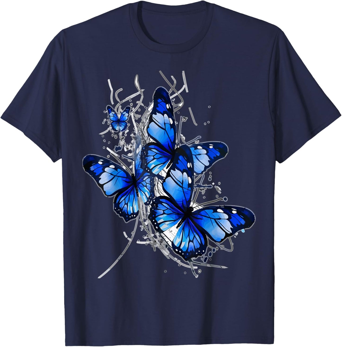 Blue lighting Butterfly design butterflies and butterfly T-Shirt - T-Shirt | Navy