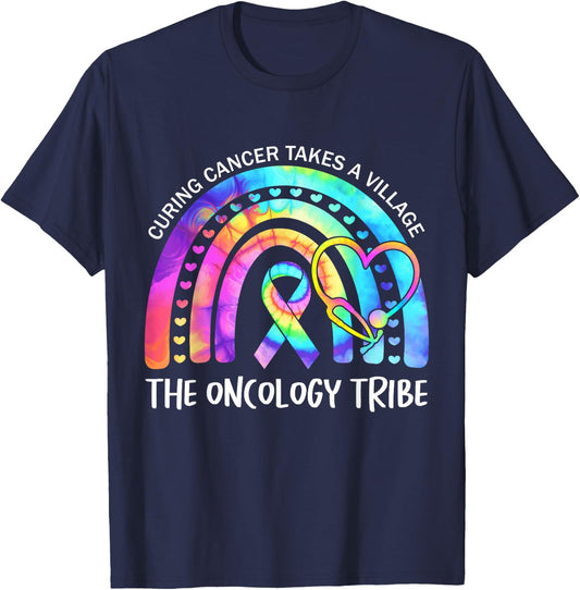 Curing Cancer Takes a Village the Oncology Tribe. Nurse Team T-Shirt - T-Shirt | Navy