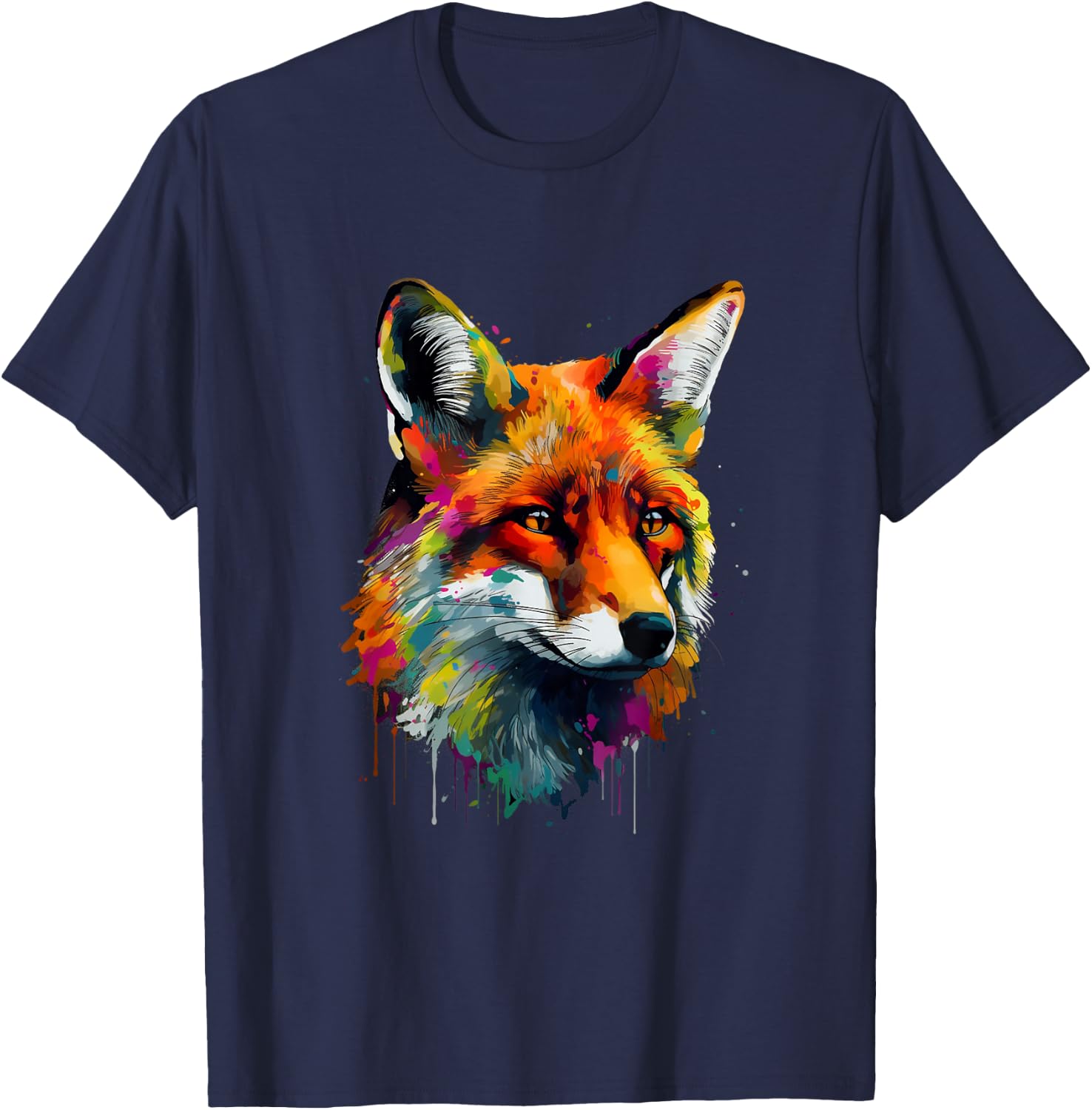 Fox Lovers Colorful Pop Art Fox T-Shirt - T-Shirt | Navy