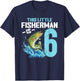 Fishing Birthday Shirt 6 Year Old Boy Fisher 6th Bday Kids T-Shirt - T-Shirt | Navy