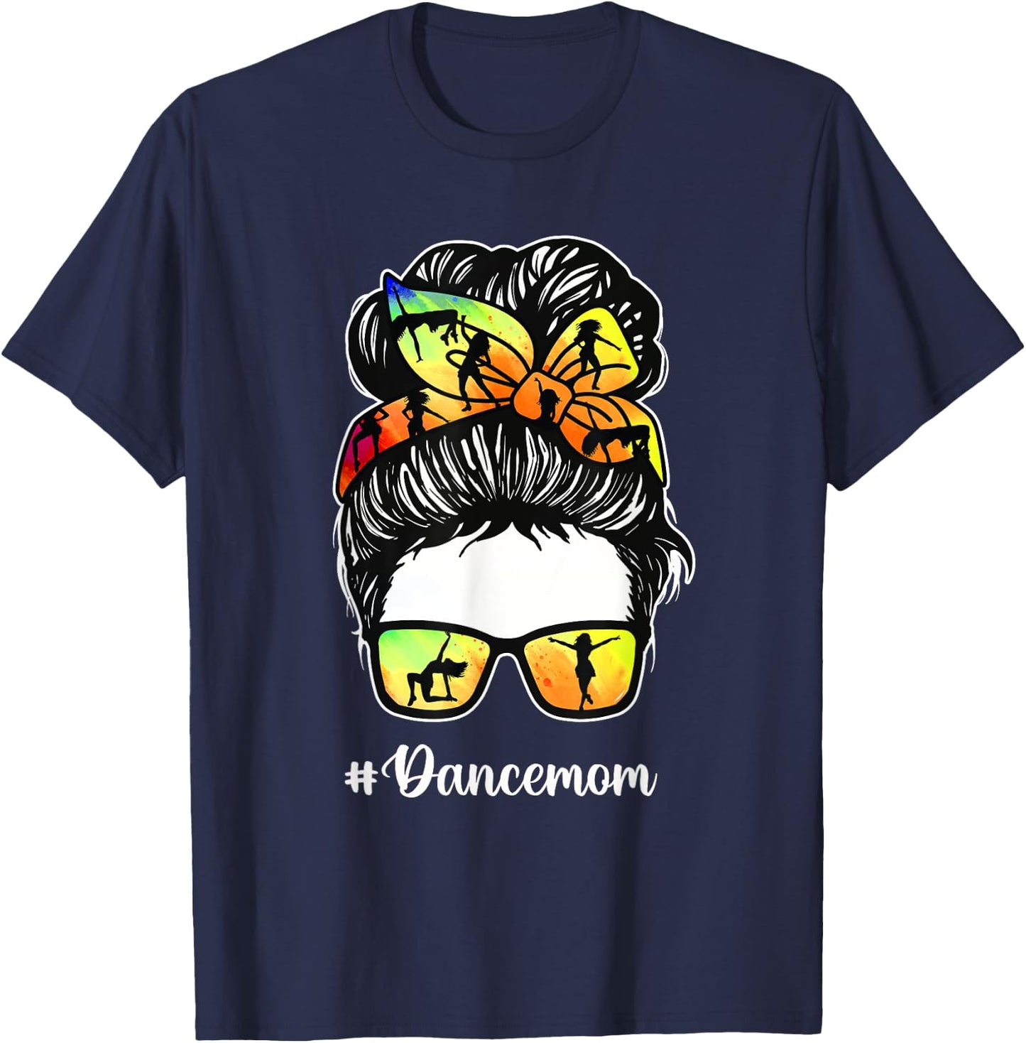 Dance Mom - Messy Hair Bun Dance Mother's Day Mama T-Shirt - T-Shirt | Navy
