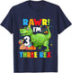 Kids Three Rex Birthday Party Outfit Dinosaur 3 Year Old Boy T-Shirt - T-Shirt | Navy