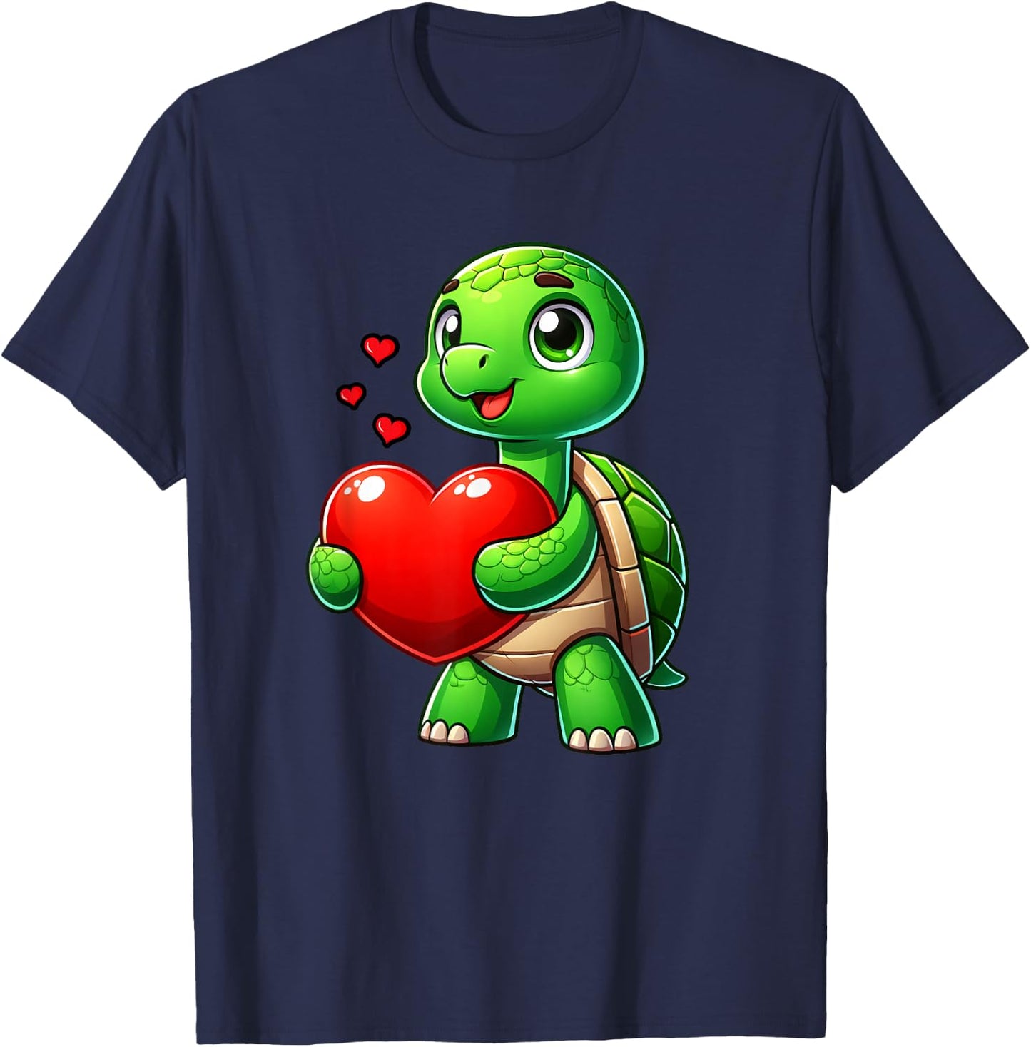 Turtle Heart Lover Funny Valentines Boys Girls Kids Men T-Shirt - T-Shirt | Navy