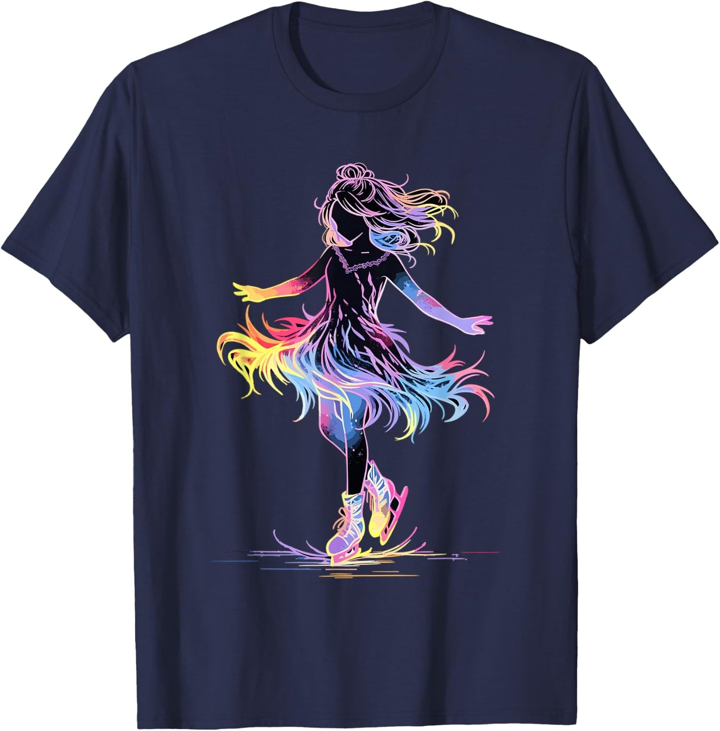 Cute Ice Skating Skater Figure Skating For Girls T-Shirt - T-Shirt | Navy