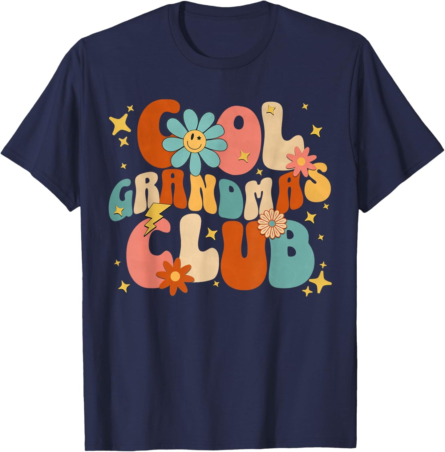 Cool Grandmas Club Groovy Retro Funny New Grandma 2024 2025 T-Shirt - T-Shirt | Navy