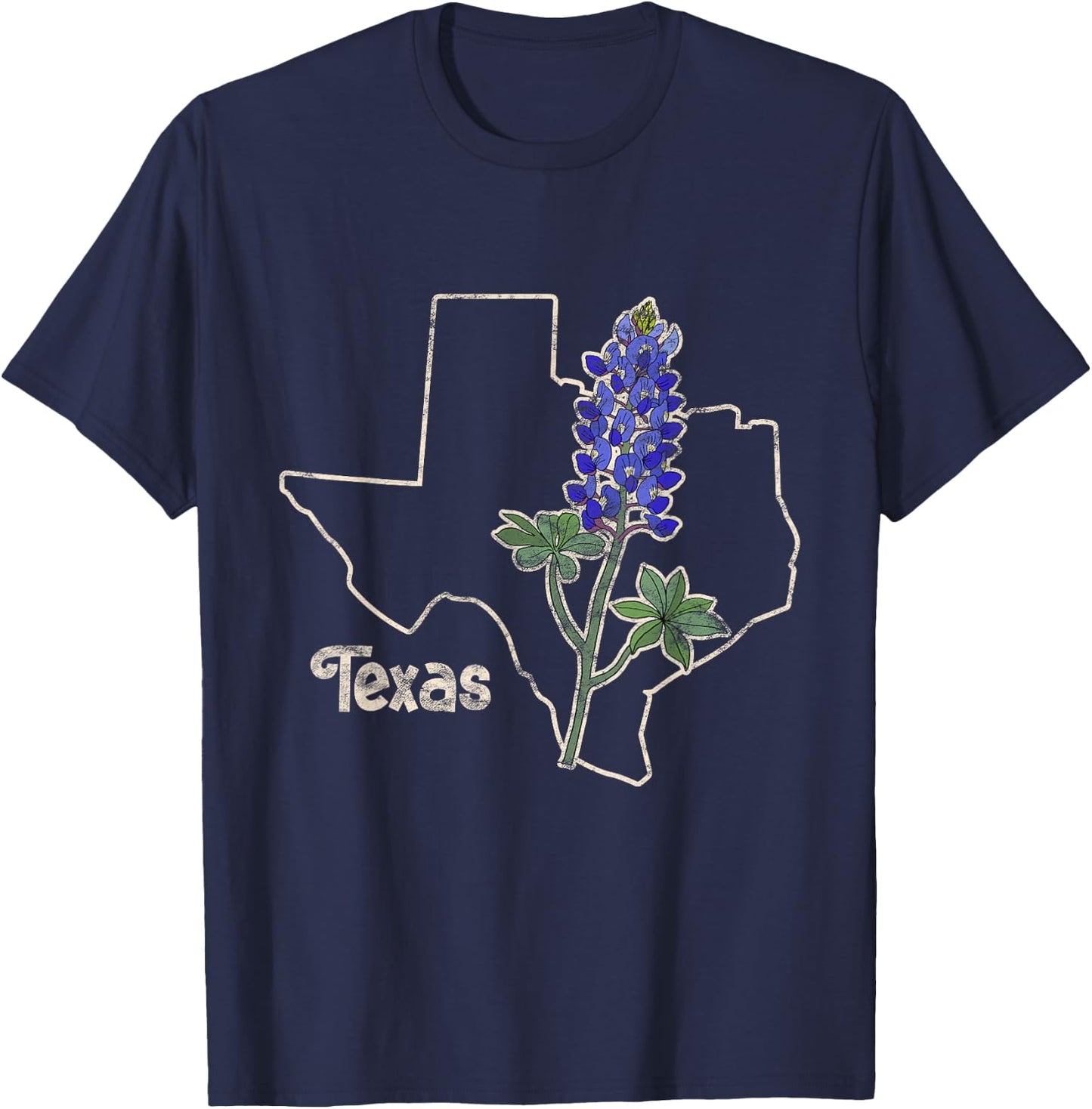 Texas Bluebonnet Flower Wildflower State T-Shirt - T-Shirt | Navy