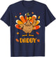 Retro Thanksgiving Daddy Turkey Thankful Fall Family Outfit T-Shirt - T-Shirt | Navy