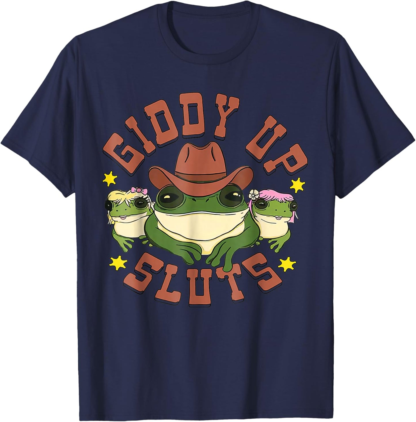 Giddy Up Funny Frogs Funny Western Country T-Shirt - T-Shirt | Navy