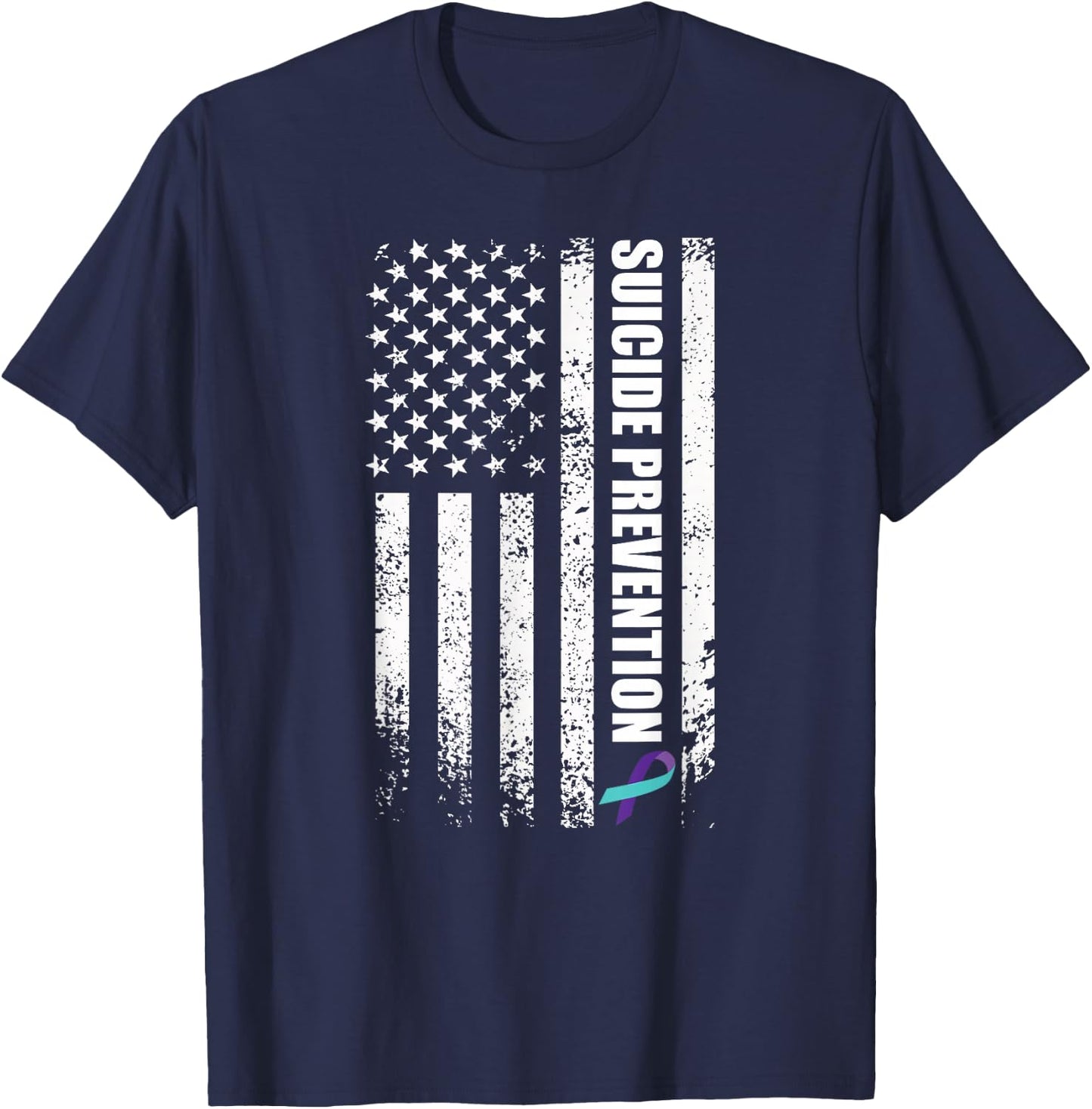 Suicide prevention awareness prevent suicide us flag T-Shirt - T-Shirt | Navy