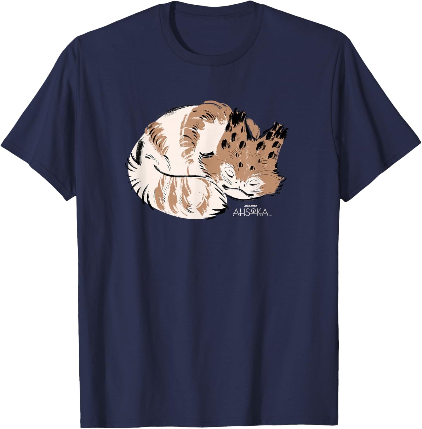 Star Wars Ahsoka Sabine Wren’s Sleeping Loth-Cat Sumi-e T-Shirt - T-Shirt | Navy