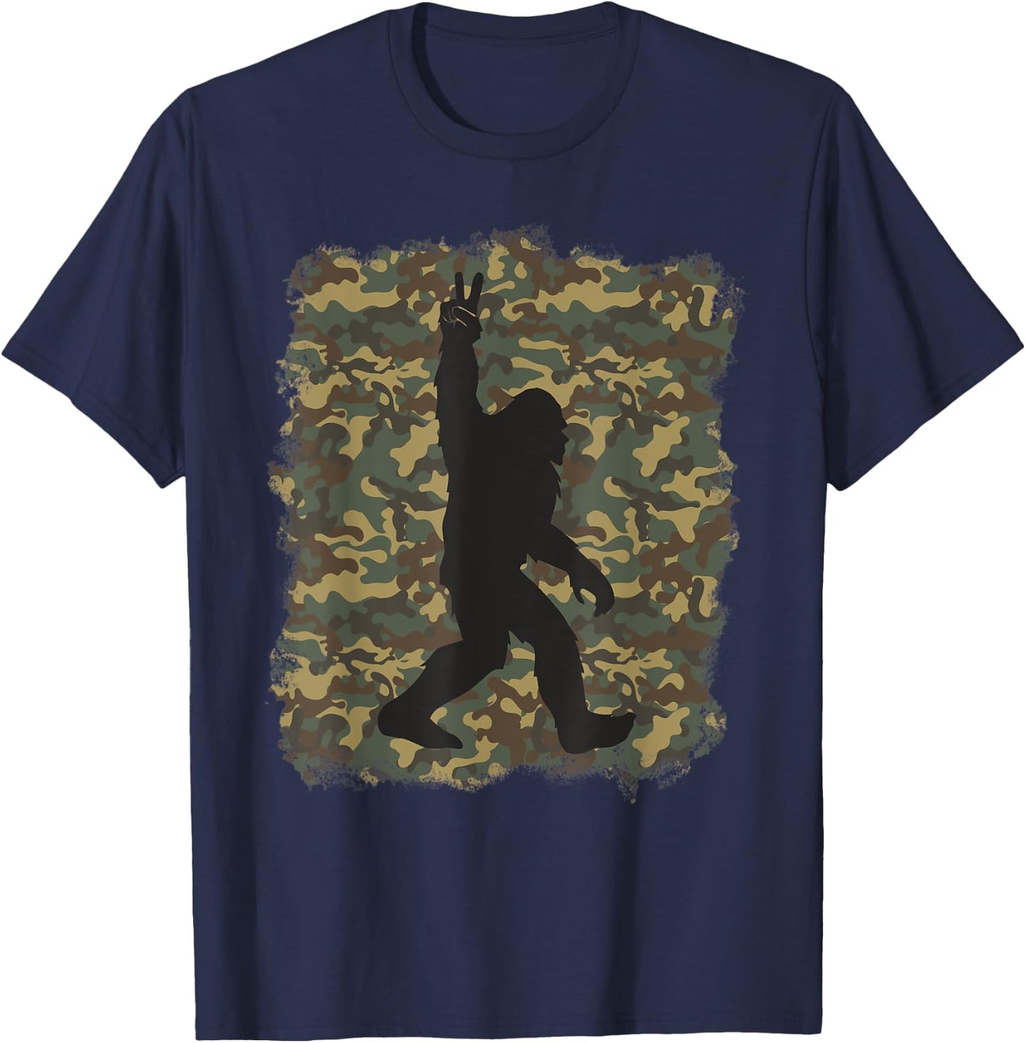 Bigfoot Sasquatch Peace Big Foot Squatch Army Camouflage Men T-Shirt - T-Shirt | Navy