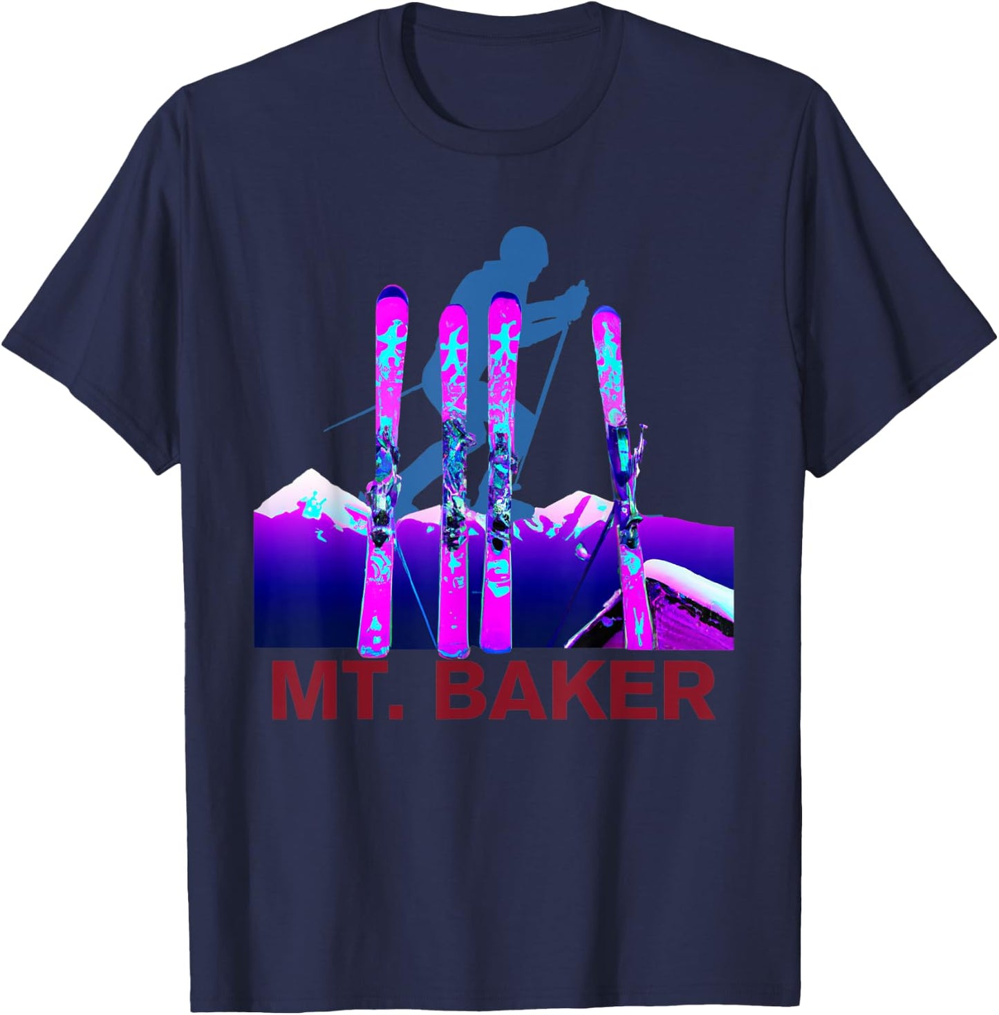Mt. Baker Skiing & Snowboarding Retro 90s Mt. Baker Ski T-Shirt - T-Shirt | Navy