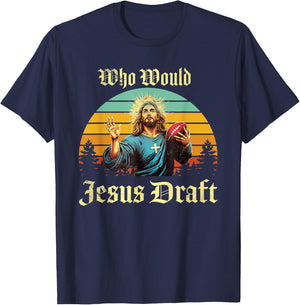 Who Would Jesus Draft Vintage T-Shirt - T-Shirt | Navy