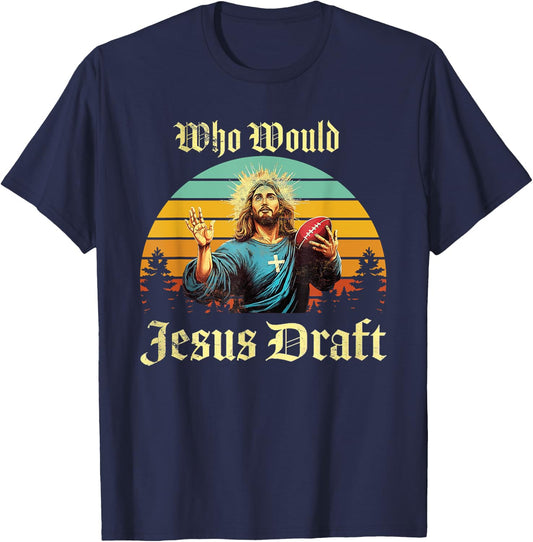 Who Would Jesus Draft Vintage T-Shirt - T-Shirt | Navy
