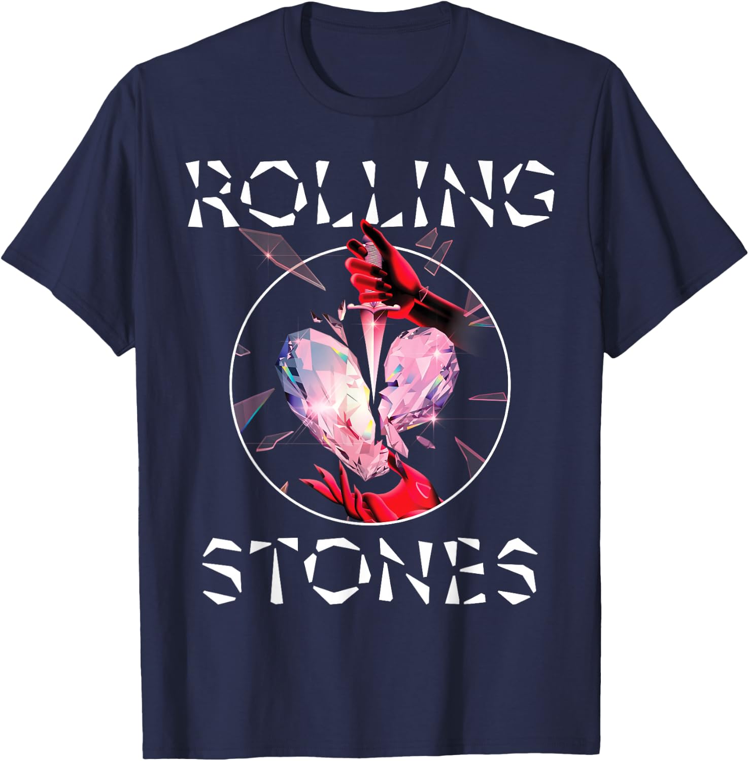 Official The Rolling Stones HD Prism Heart T-Shirt - T-Shirt | Navy