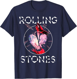 Official The Rolling Stones HD Prism Heart T-Shirt - T-Shirt | Navy