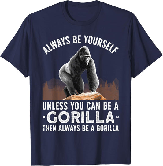 Funny Gorilla Art Women Primate Animal Gorilla Lover T-Shirt - T-Shirt | Navy