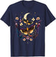 Moths with moon, flowers, butterfly, Wicca, goth, night T-Shirt - T-Shirt | Navy