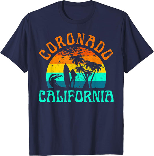 Coronado California Beach Surf Summer Vacation Girl Vintage T-Shirt - T-Shirt | Navy