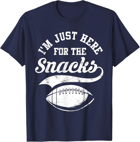 I'm just here for the Snacks Funny American Football T-Shirt - T-Shirt | Navy