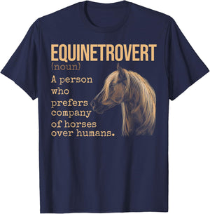 Equinetrovert Definition Equestrian Horse Lover T-Shirt - T-Shirt | Navy