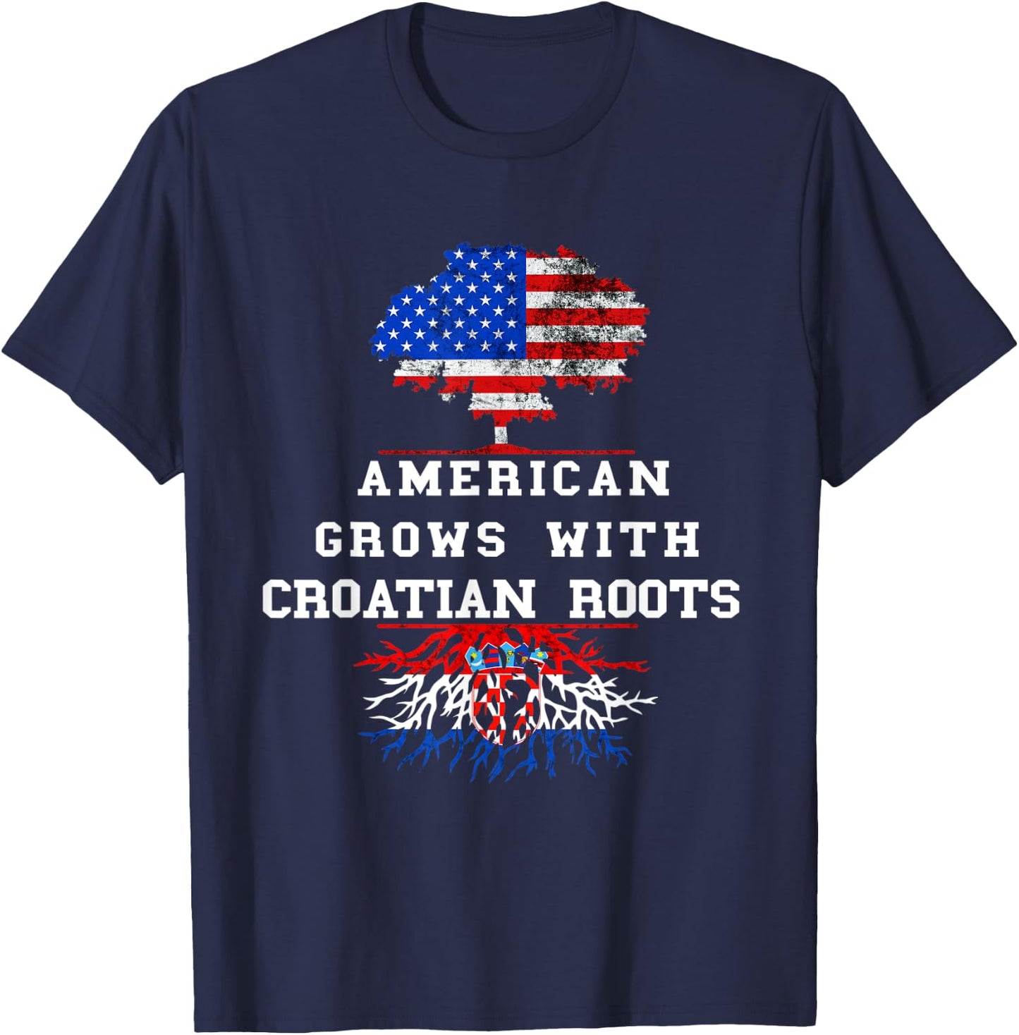 DNA Tree America USA Croatian Flag Croatian Pride Croatia T-Shirt - T-Shirt | Navy