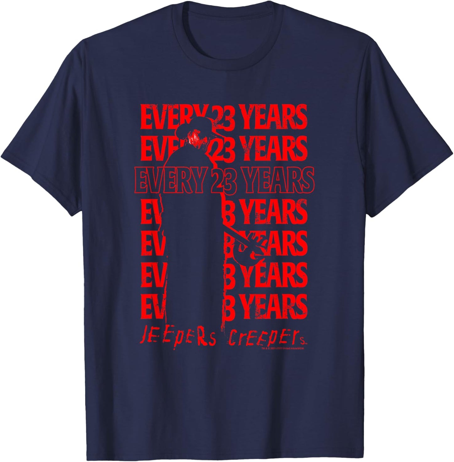 Jeepers Creepers Halloween Every 23 Years Red Vintage Stack T-Shirt - T-Shirt | Navy