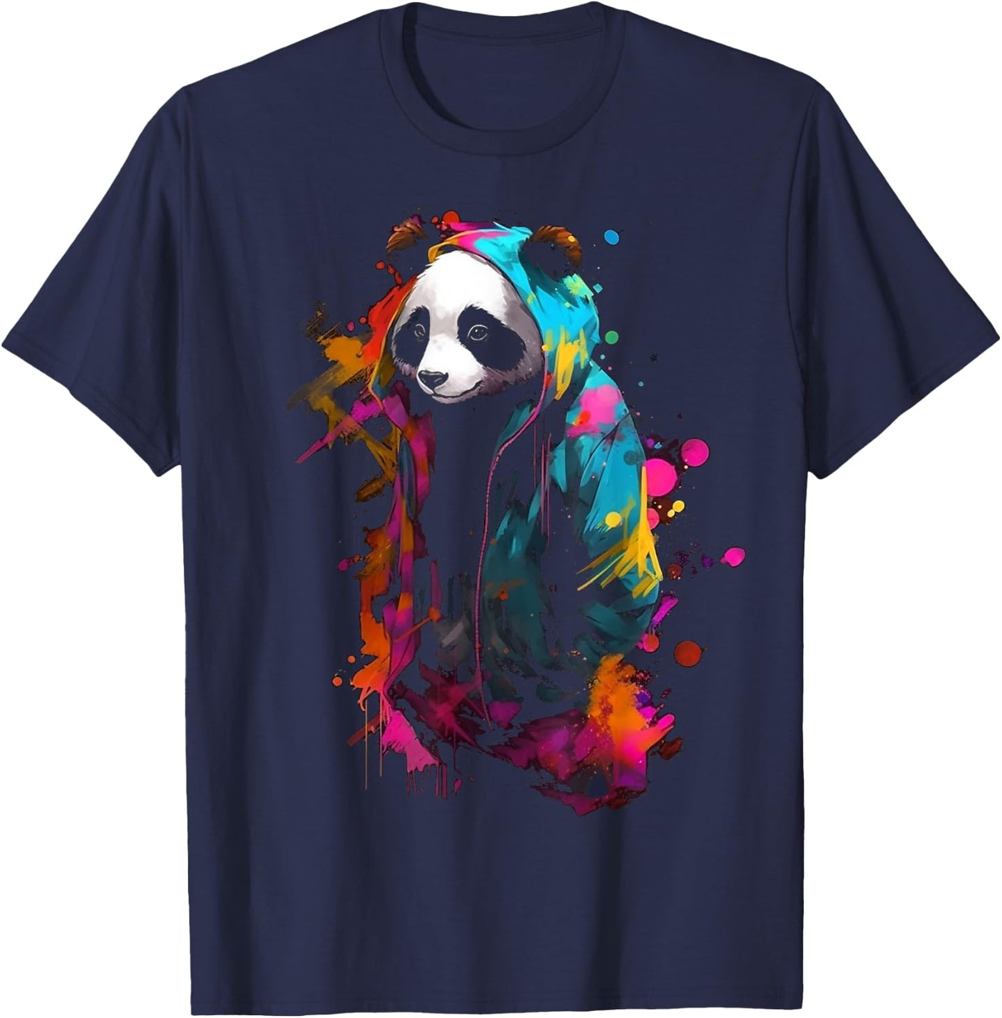 Panda Art Colourful Animal Panda T-Shirt - T-Shirt | Navy