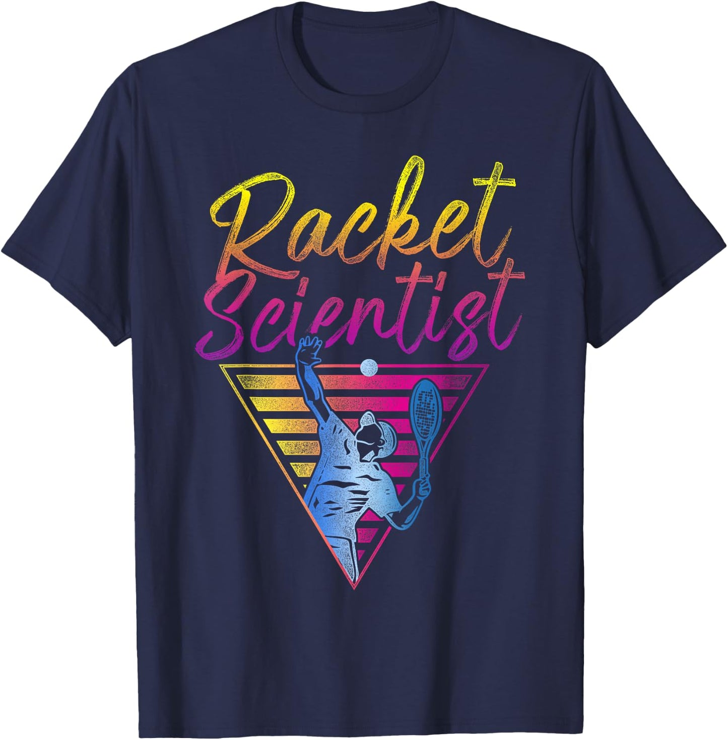 Funny Tennis Player Racket 80s 90s Retro Vintage Pun Racket T-Shirt - T-Shirt | Navy