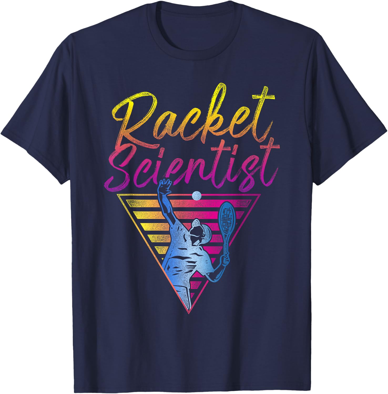 Funny Tennis Player Racket 80s 90s Retro Vintage Pun Racket T-Shirt - T-Shirt | Navy