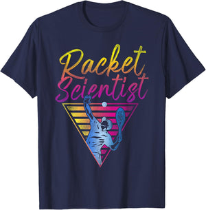 Funny Tennis Player Racket 80s 90s Retro Vintage Pun Racket T-Shirt - T-Shirt | Navy