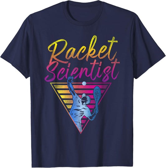 Funny Tennis Player Racket 80s 90s Retro Vintage Pun Racket T-Shirt - T-Shirt | Navy