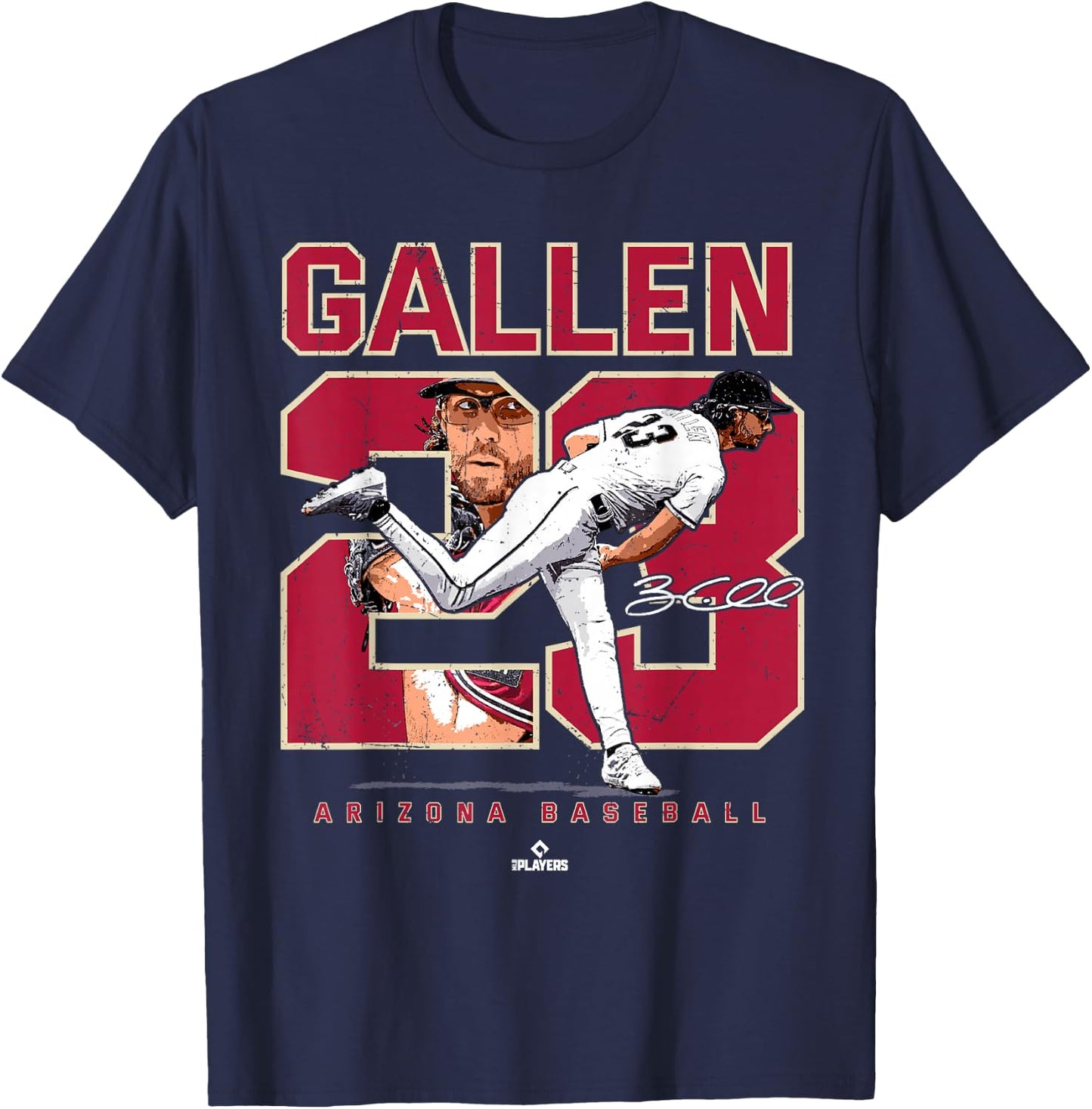 Number and Portrait Zac Gallen Arizona MLBPA T-Shirt - T-Shirt | Navy