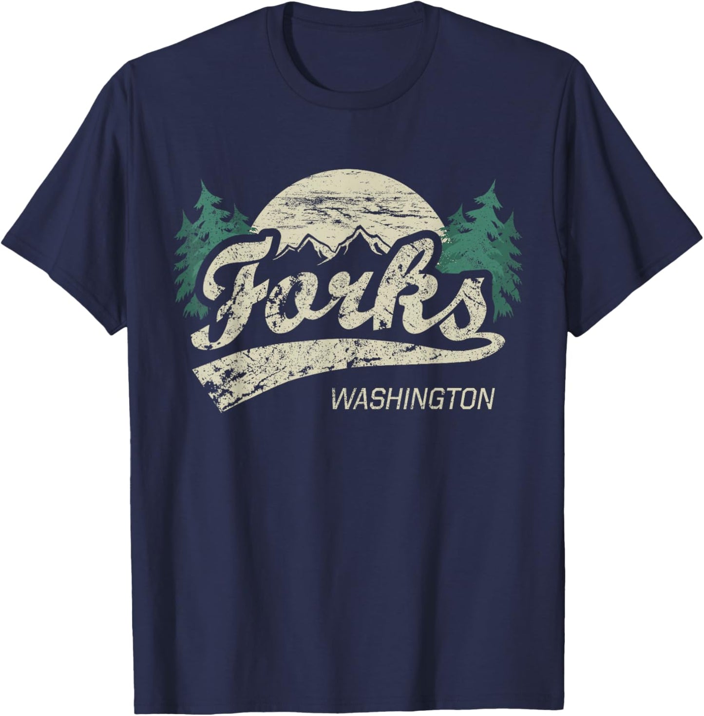 Forks Washington Vintage T-Shirt - T-Shirt | Navy