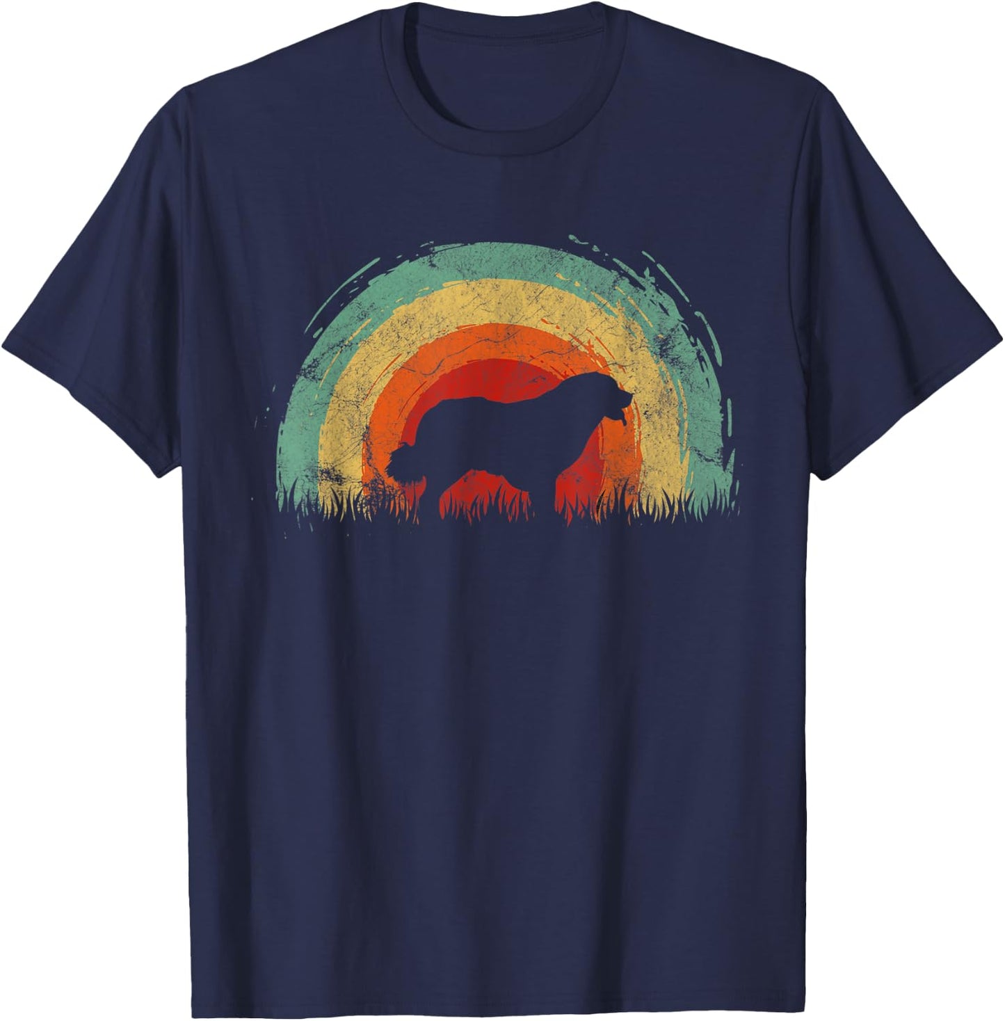 Retro Leonberger Vintage Rainbow Dog Men Women T-Shirt - T-Shirt | Navy