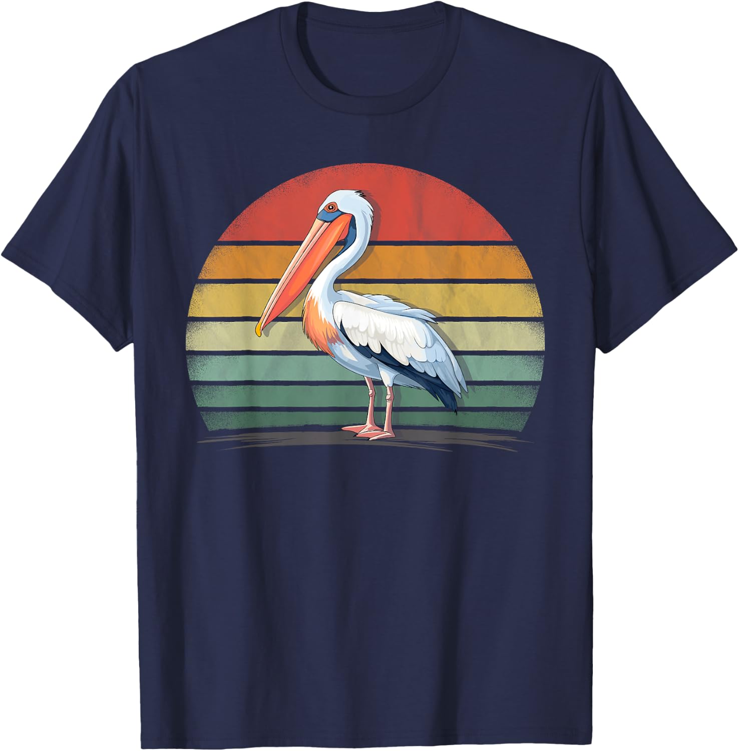 Pelican Bird Lover Retro Style Distressed Vintage Pelican T-Shirt - T-Shirt | Navy
