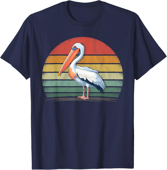 Pelican Bird Lover Retro Style Distressed Vintage Pelican T-Shirt - T-Shirt | Navy
