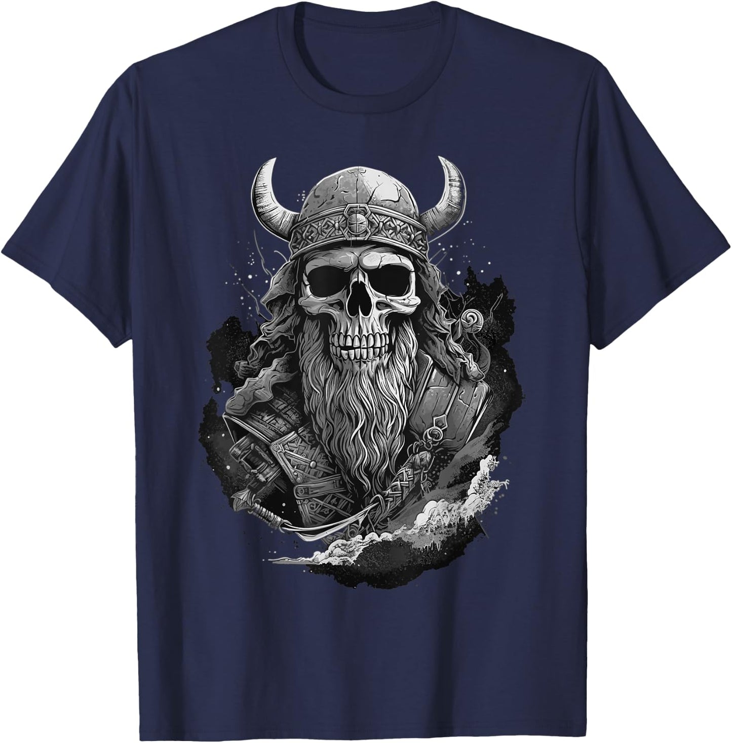 Viking Skull Odin Valhalla Celtic Knot Gym Graphic T-Shirt - T-Shirt | Navy