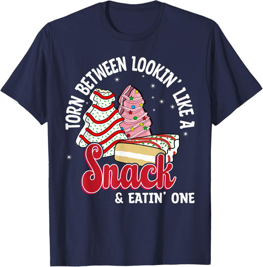Christmas Tree Cake Looking Like A Snack Christmas Cake T-Shirt - T-Shirt | Navy