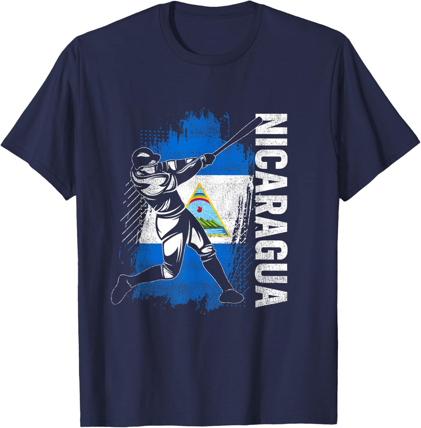 Nicaraguan Baseball Player Nicaragua Flag Baseball Fans T-Shirt - T-Shirt | Navy